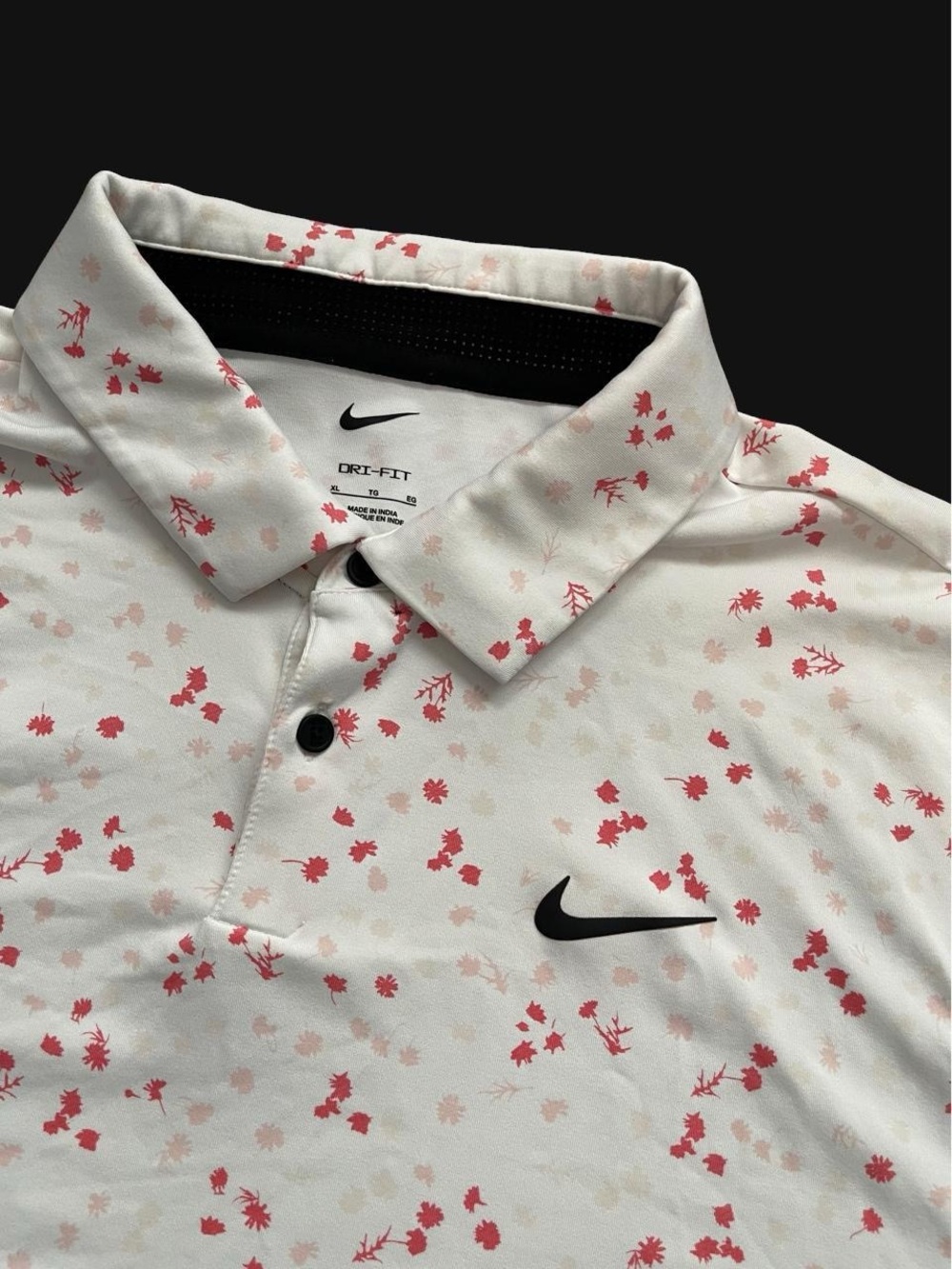 Nike Dri-Fit DX6089-101 Red Pink Floral Print Polo Golf Shirt Men's XL